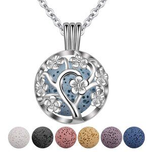Aromatherapy Locket Necklace Essential Oil Diffuser Pendant Lava Stones